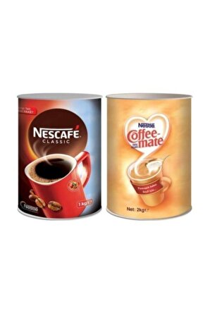 Nescafe Classic Klasik Sade 1 kg Teneke + Nestle Coffee Mate 2 kg