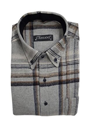 Fabio Cassani Erkek Kışlık HAKİKİ Oduncu Gömleği-5688