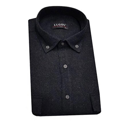 Lugon Çift Cep Kapaklı Klasik Kışlık Kaşmir Erkek Gömlek-5494