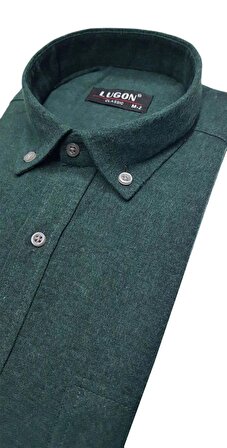 Lugon Çift Cep Kapaklı Klasik Kışlık Kaşmir Erkek Gömlek-5502