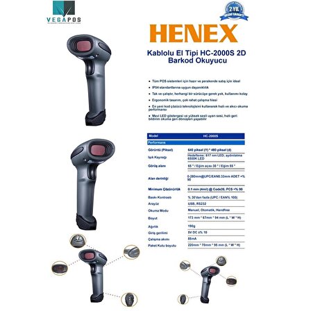 Henex HC-2000s-1d Tek Çizgili Lazer Barkod Okuyucu 