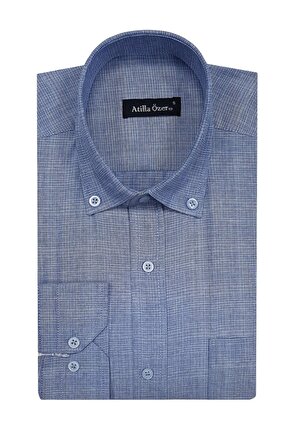 Atilla Özer A.Mavi Klasik Uzun Kol Erkek Gömlek-6446