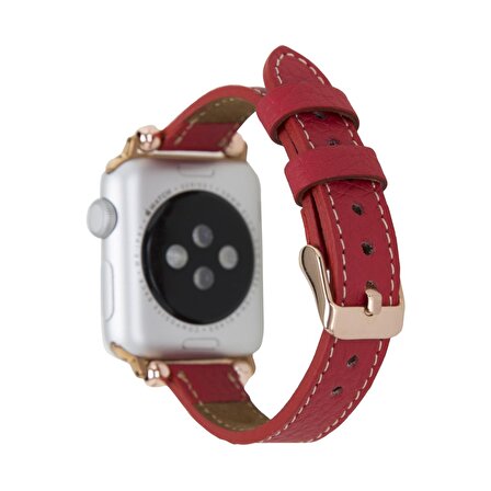 Bouletta Apple Watch Uyumlu Deri Kordon 38-40-41mm Ferro ERC2 Kırmızı