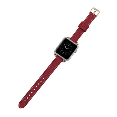 Bouletta Apple Watch Uyumlu Deri Kordon 38-40-41mm Ferro ERC2 Kırmızı
