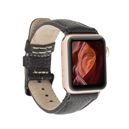 Bouletta Apple Watch Uyumlu Deri Kordon 42-44-45mm FL1 Siyah