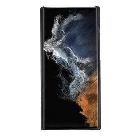 Samsung Galaxy S22 Ultra Uyumlu Deri Arka Kapak UJ RST1 Siyah