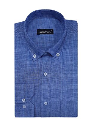 Atilla Özer K.Mavi Klasik Uzun Kol Erkek Gömlek-6446