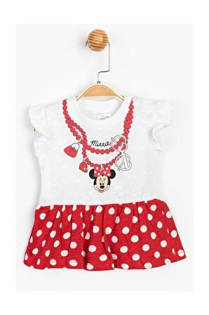 Kız Bebek Kırmızı Beyaz Puantiyeli Minnie Mouse   Elbise T20Y15545DSN01