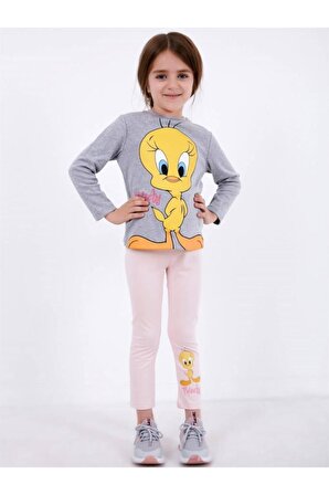 Kız Çocuk Gri Pijama Takımı