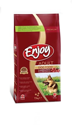 Enjoy kuzu etli pirinçli yetişkin köpek maması 15kg+ 1kg hediyeli!