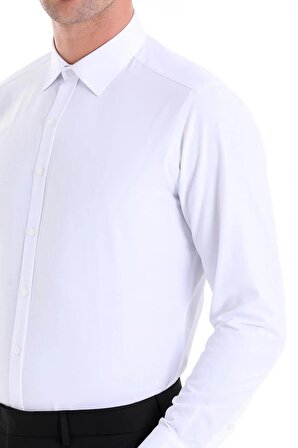 Dormen Classics Ütülemesi Kolay Slim Fit Dar Kesim Klasik Yaka Cepsiz Erkek Gömlek Beyaz
