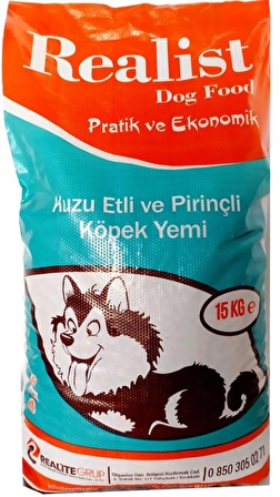 Realist Dog Kuzu Etli-Pirinçli Yetişkin Kuru Köpek Maması 15 kg