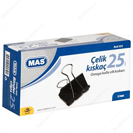 MAS 925 Metal Kıskaç 25mm - 12'li Paket