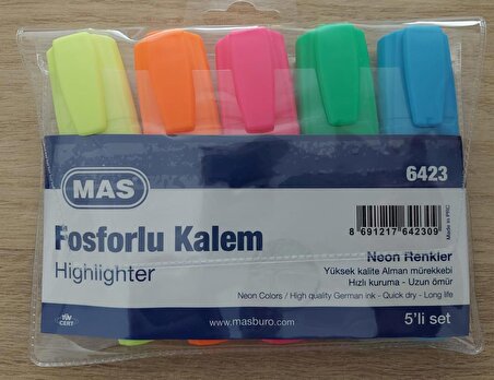MAS Highlighter 5'li Fosforlu Kalem