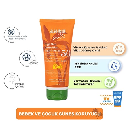 Angıe Sun 50 SPF Kids Güneş Kremi 200 ML Unisex