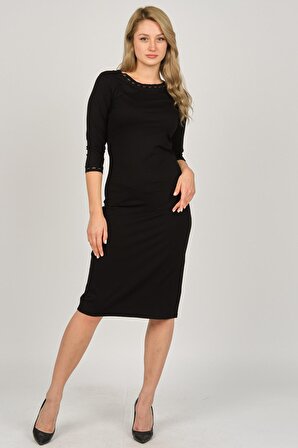Sistas Kadın Kol ve Boyun Detaylı Elbise 6690597 Siyah