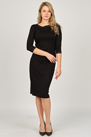 Sistas Kadın Kol ve Boyun Detaylı Elbise 6690597 Siyah