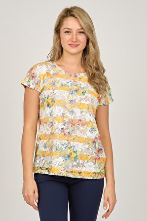 Sistas Kadın Çiçek Desenli Bluz 6690372 Sarı