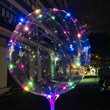 3 Adet Işıklı Led Balon 45 cm 3 Metre 3 Fonksiyonlu Parti Süsleme Balonu