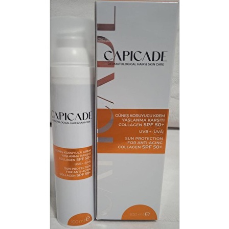 Capicade SPF50+ Güneş Koruyucu Kremi Yaşlanma Karşıtı Collagen 100ML