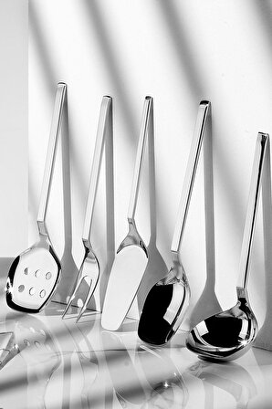 Hisar milenyum 5 parça servis takımı - kepçe kevgir kaşık çatal spatula seti