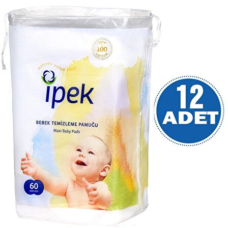 İpek Maxi 60 lı Bebek Temizleme Pamuğu 12 Paket