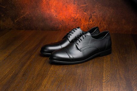 US190508 Siyah Analin Üst Kalite El İşçiliği Erkek Ayakkabısı