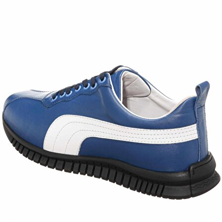 PM7886 Sax Mavi Deri Büyük Numara Erkek Spor Ayakkabı Rahat Geniş Kalıp Saf Kauçuk Taban Yeni Sezon