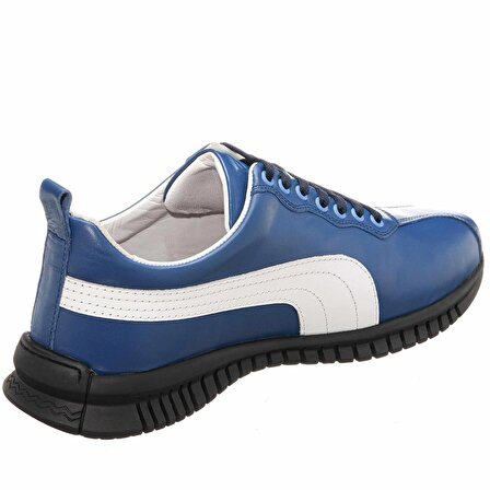 PM7886 Sax Mavi Deri Büyük Numara Erkek Spor Ayakkabı Rahat Geniş Kalıp Saf Kauçuk Taban Yeni Sezon
