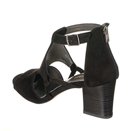 NR1632 Siyah Süet Rahat ve Geniş Kalıp Özel Seri Kadın Büyük Numara Ayakkabı