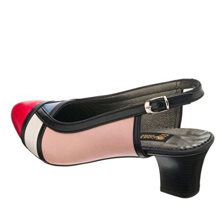 41-42-43-44 Numaralarda ND97 Çok Renkli Dekoltel Şık ve Zarif Özel Seri Büyük Numara Kadın Topuklu Ayakkabı