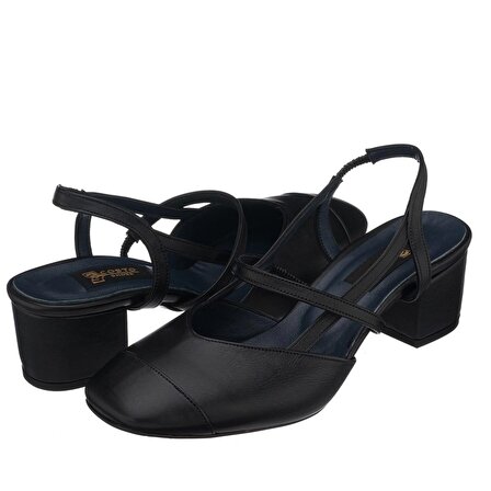 LTF00141 Siyah  Kısa Topuk terlik sandalet jurdan rahat geniş kalıp özel seri büyük numara topuklu ayakkabı