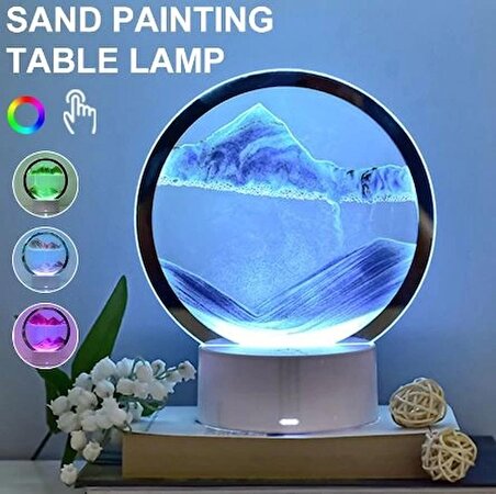 3D Işıklı Dekoratif Sulu Kum Saati - mor