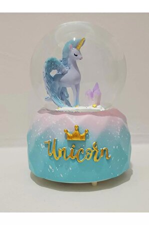 unicorn temalı orta boy kar küresi