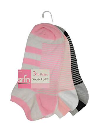 SRFN Kadın Patik Çorap 3 lü çemberli Desen