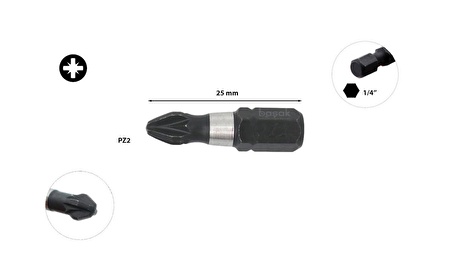 Ceta Form PZ2 x 25 mm Darbeli Yıldız Bits Uç  CB/352TM