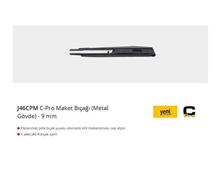 Ceta Form J46CPM C-Pro Maket Bıçağı (Metal Gövde) 9mm