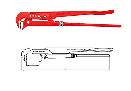 Ceta Form I01-10 Maşalı Boru Anahtarı (90°) 1" - 320mm