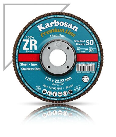 Karbosan Flap Disk Çelik ve İnox Zımpara ZR 115x22.23/40Kum SD-Konik 983450 (10Adet)
