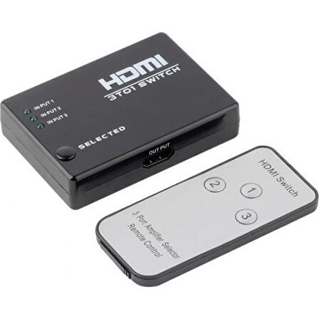 Powermaster 3 port HDMI Switch 3x1 Kumandalı 3D Uyumlu