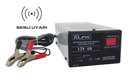 ALPA 12Volt 6Amper Mikroişlemci Kontrollü Akü Şarj Cihazı