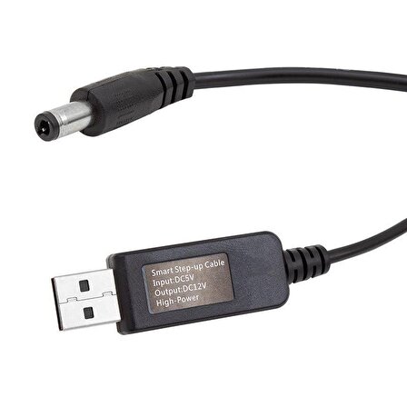 Powermaster 5V-12V USB To DC 5.5x2.5mm Kablo 12V 1A