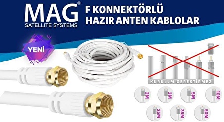 Mag 20Metre Gold F Konnektörlü Anten Kablosu