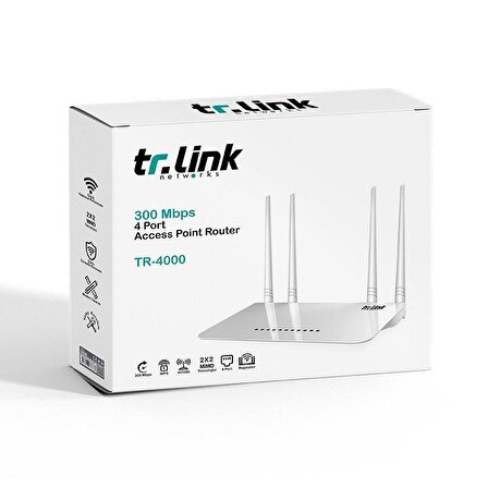 Tr-Link TR-4000 300Mbps 4Port 4Antenli Access Point Router