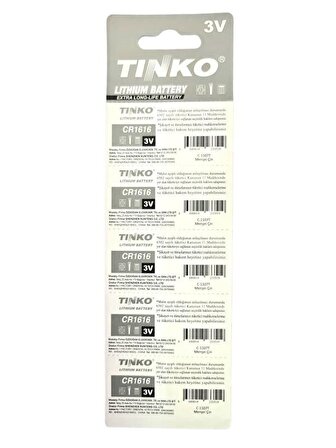 TINKO CR1616 3V Lithium Pil - 5Adet