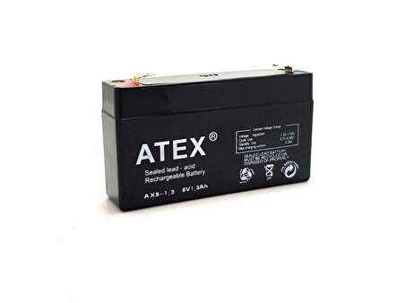 ATEX 6V 1.3A Bakımsız Kuru Akü 98x25x52mm