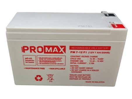 Energy Promax Eco 12V 7Ah Bakımsız Kuru Akü