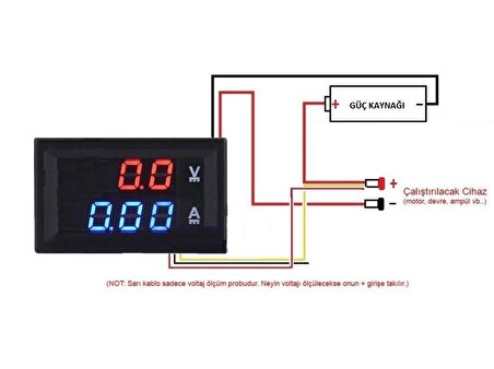 electroon DC100V-10A 0.28'' Dijital Ampermetre Voltmetre