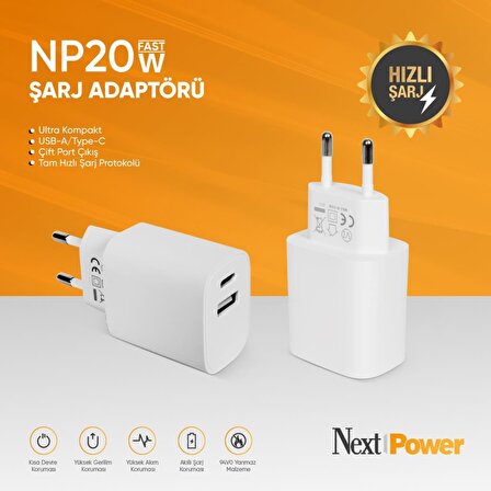 Nextpower NP20W 20 Watt Hızlı Şarj Aleti Beyaz