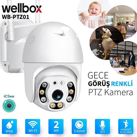 Wellbox WB-PTZ01 2 Megapiksel Full HD 1080x720 Ampul Güvenlik Kamerası